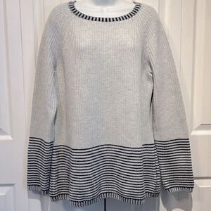 Rachel Zoe Grey/Navy Crewneck Sweater Size Large